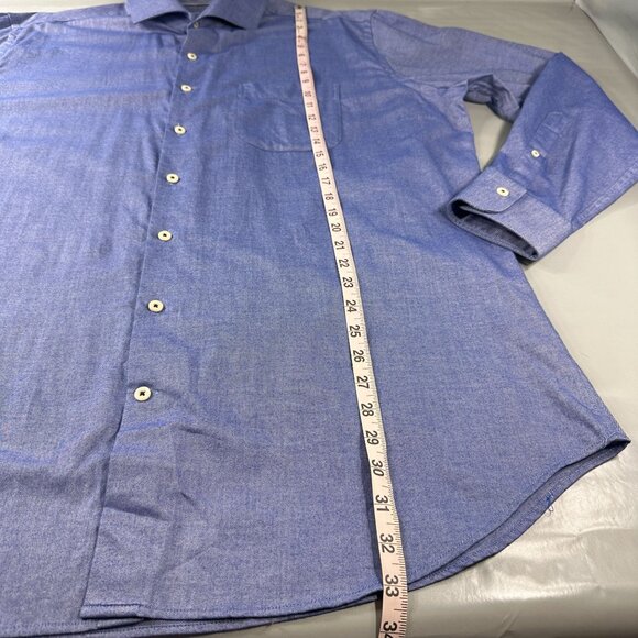 Peter Millar Button Up Shirt Men Chambray Cotton Long Sleeve Work Sport - Picture 7 of 13